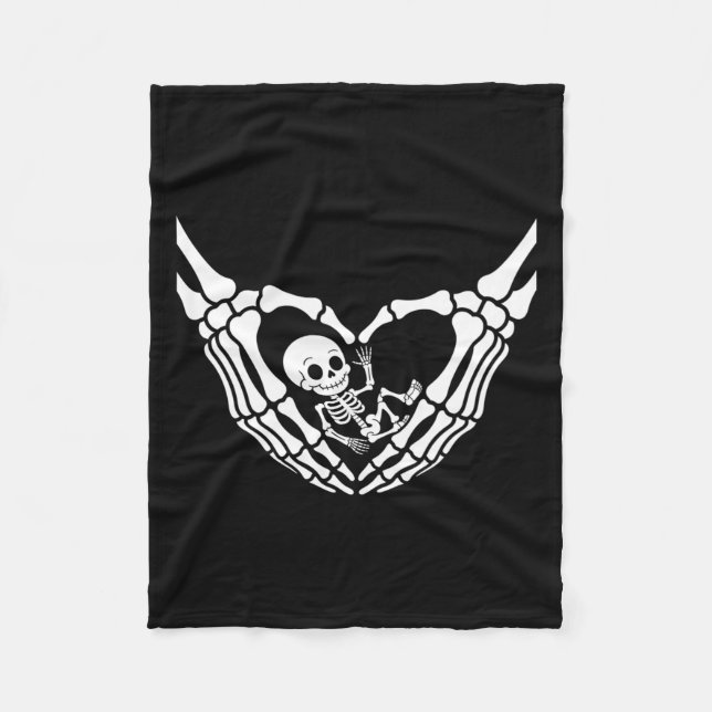 Halloween Pregnant Baby Skeleton Spooky Season Neu Fleecedecke (Vorderseite)