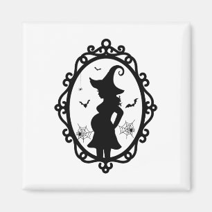 Halloween Pregnant Hexe and Mirror Hexenkostüm Magnet