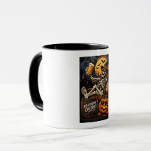 Halloween Prost! Tasse, entspannter Skeleton mit B
