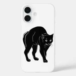 Halloween Prowling Black Cat Silhouette Zeichnend iPhone 16 Hülle