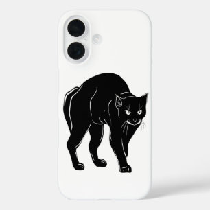 Halloween Prowling Black Cat Silhouette Zeichnend iPhone 16 Hülle