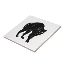 Halloween Prowling Black Cat Silhouette Zeichnend