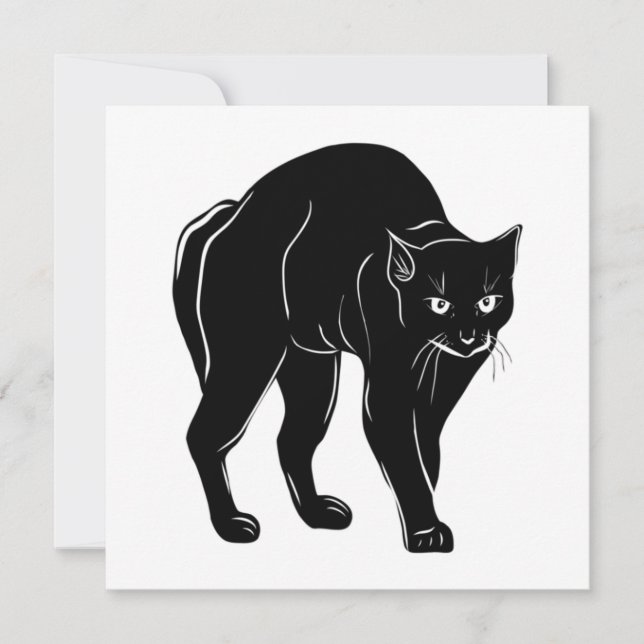 Halloween Prowling Black Cat Silhouette Zeichnend Karte (Vorderseite)