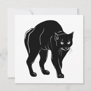 Halloween Prowling Black Cat Silhouette Zeichnend Karte