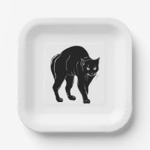 Halloween Prowling Black Cat Silhouette Zeichnend