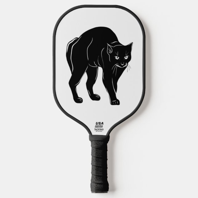 Halloween Prowling Black Cat Silhouette Zeichnend Pickleball Schläger (Vorderseite)