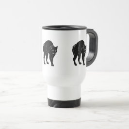 Halloween Prowling Black Cat Silhouette Zeichnend Reisebecher