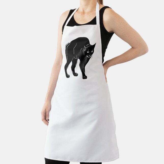 Halloween Prowling Black Cat Silhouette Zeichnend Schürze (InSitu)