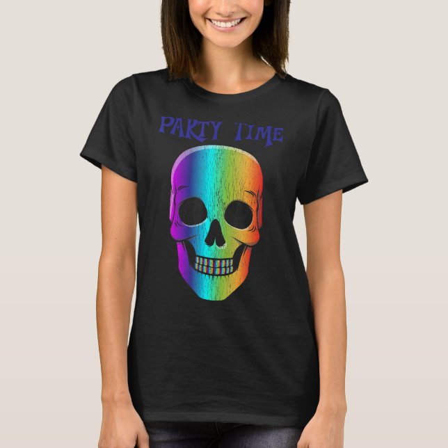 Halloween Psychedelic Schädelmaske Halloween-Kostü T-Shirt (Vorderseite)