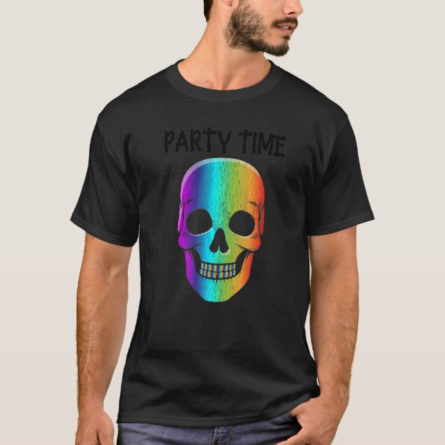 Halloween Psychedelic Schädelmaske Halloween-Kostü T-Shirt (Vorderseite)