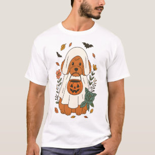 Halloween-Pudel mit Herbstblumen T-Shirt