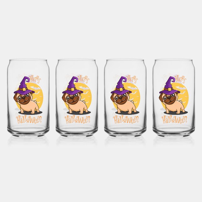 Halloween Puggy Glasses Dosenglas (Vorderseite)