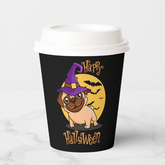Halloween Puggy Paper Cups Pappbecher (Vorderseite)