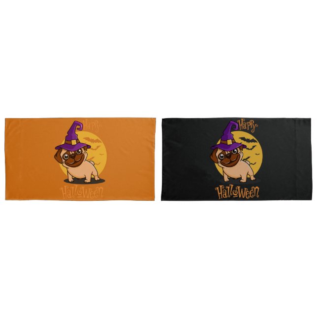 Halloween Puggy Pillowcases Kissenbezug (Vorderseite-Set)