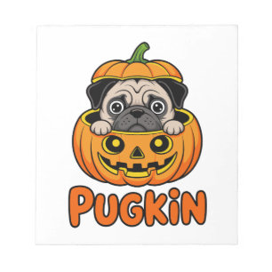 Halloween Pugkin, Kürbis-Mops-Hund Notizblock