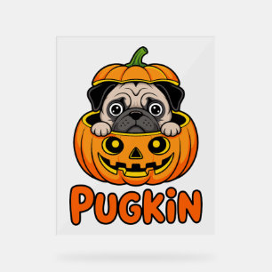 Halloween Pugkin, Pumpkin Mops Dog Acrylschild