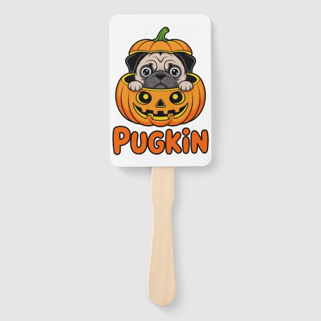 Halloween Pugkin, Pumpkin Pug Dog Fächer (Vorderseite)