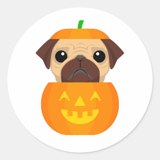 Halloween Pugkin Runder Aufkleber (Vorderseite)