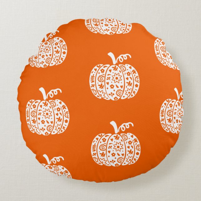 Halloween Pumpk, lustiges Halloween, Halloween-Par Rundes Kissen (Vorderseite)