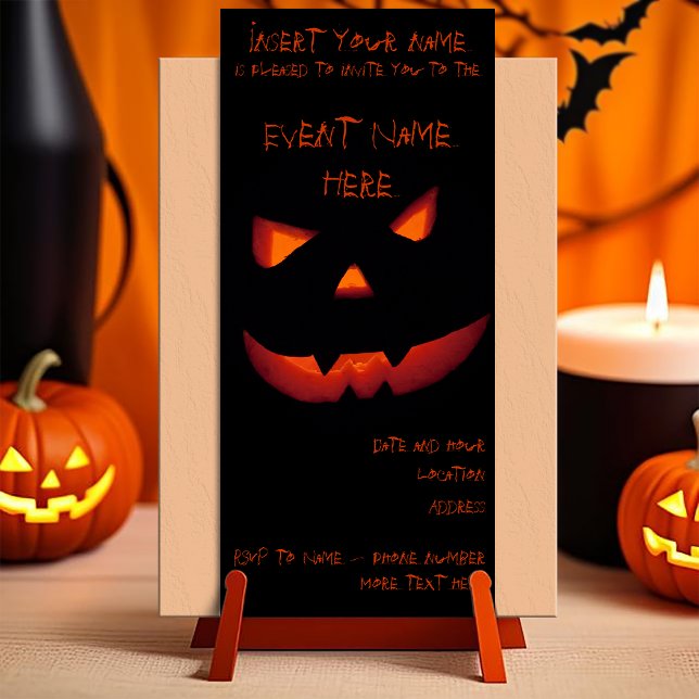 Halloween Pumpkin 2001 Einladung (Customizable invitation with the image of a scary smiling halloween carved pumpkin. )