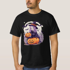 Halloween Pumpkin and halloween witch bats T-Shirt
