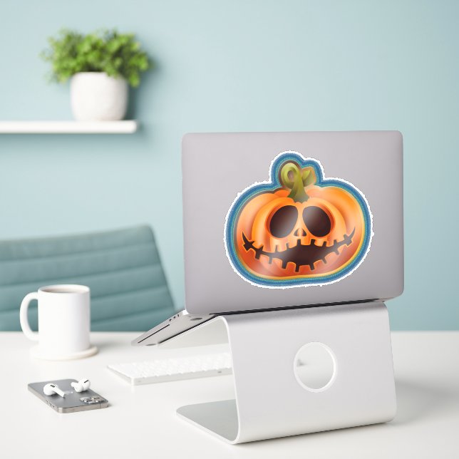 Halloween Pumpkin Aufkleber (Laptop auf Schreibtisch)