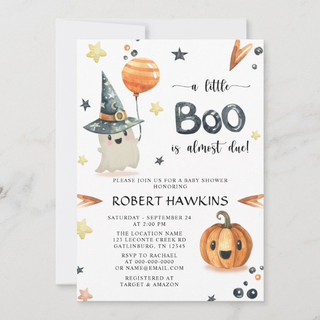 Halloween Pumpkin Baby Dusche Einladung (Vorderseite)