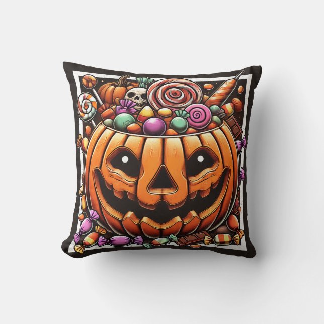Halloween Pumpkin Basket Kissen (Vorderseite)