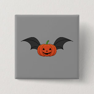 Halloween Pumpkin Bat Button