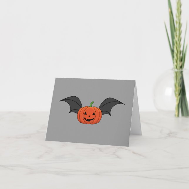 Halloween Pumpkin Bat Dankeskarte (Vorderseite)