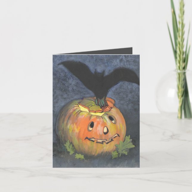 Halloween Pumpkin Bat Faltkarte Dankeskarte (Vorderseite)
