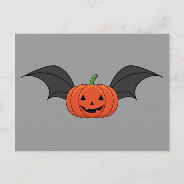 Halloween Pumpkin Bat Feiertagspostkarte (Vorderseite)