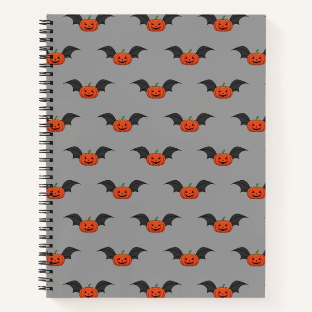 Halloween Pumpkin Bat Notizbuch (Vorderseite)
