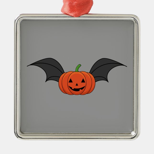 Halloween Pumpkin Bat Ornament Aus Metall (Vorne)