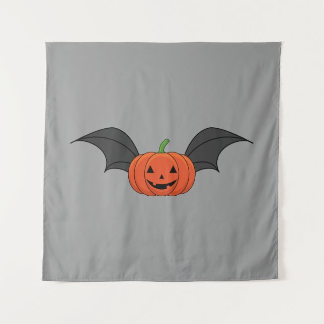 Halloween Pumpkin Bat Wandteppich (Vorderseite)