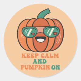 Halloween Pumpkin Behielt Calm Runder Aufkleber