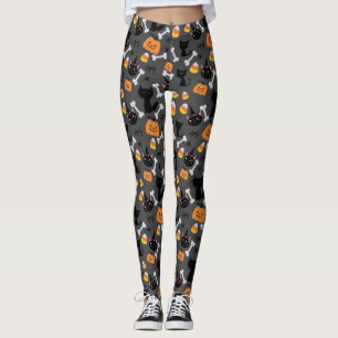 Halloween Pumpkin & Black Cats Nahtloses Muster Leggings
