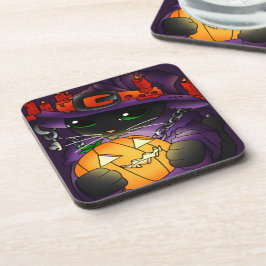 Halloween Pumpkin Black Hexenkatze Getränkeuntersetzer