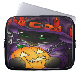 Halloween Pumpkin Black Hexenkatze Laptopschutzhülle