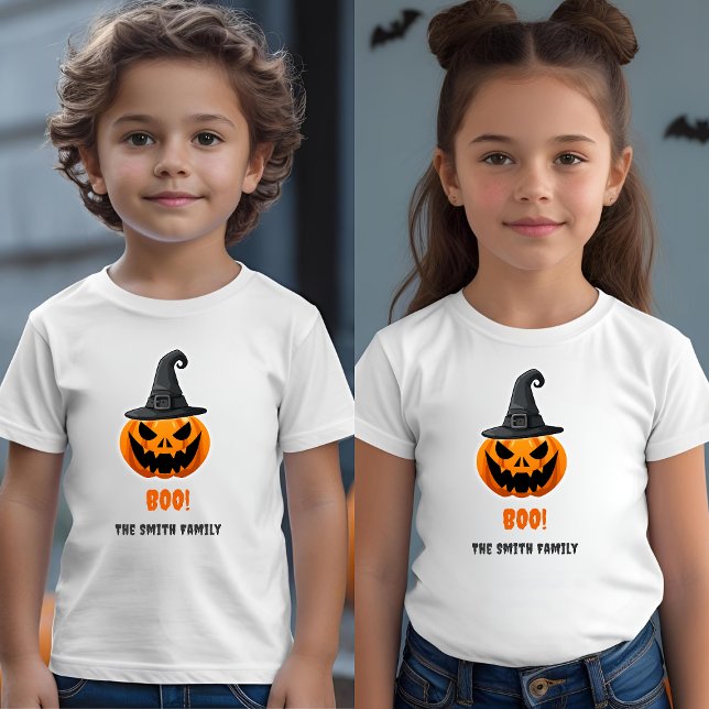 Halloween Pumpkin "BOO" - Personalisierter Name Kleinkind T-shirt (Von Creator hochgeladen)