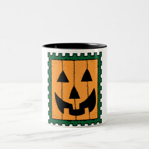 HALLOWEEN PUMPKIN BRIEFMARKE ZWEIFARBIGE TASSE