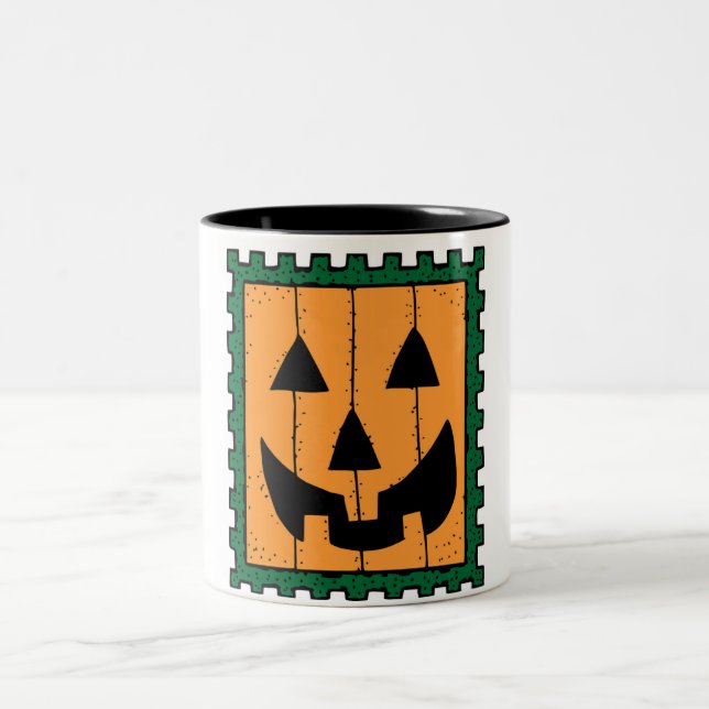 HALLOWEEN PUMPKIN BRIEFMARKE ZWEIFARBIGE TASSE (Mittel)