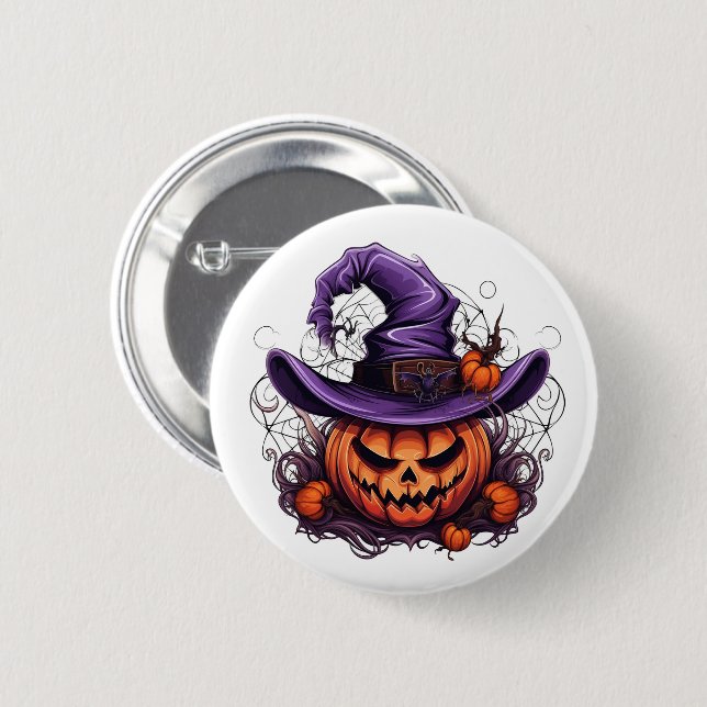 Halloween Pumpkin-Button Button (Vorne & Hinten)