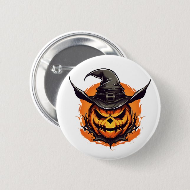 Halloween Pumpkin-Button Button (Vorne & Hinten)