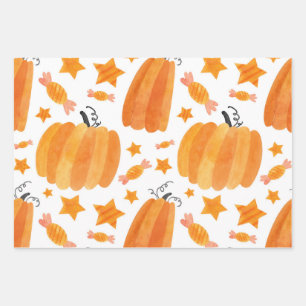 Halloween Pumpkin & Candies Trick or Treattern Geschenkpapier Set