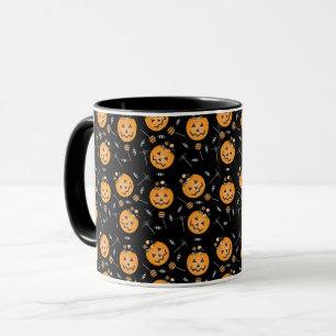 Halloween Pumpkin Candy Bucket Black Orange Tasse
