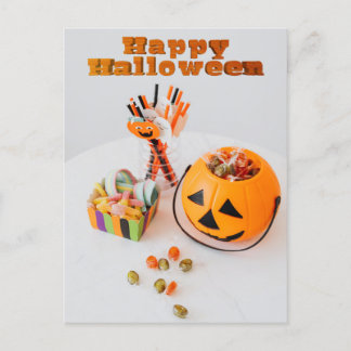 Halloween Pumpkin Candy Postkarte