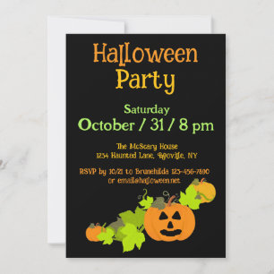 Halloween Pumpkin Carving Black Orange Green Party Einladung