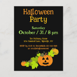 Halloween Pumpkin Carving Black Orange Green Party Postkarte