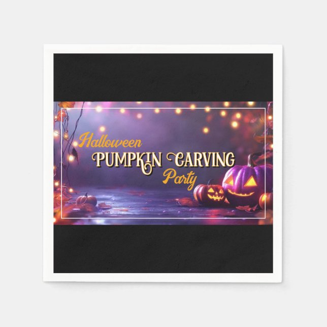 Halloween Pumpkin Carving Party Napkins Serviette (Vorderseite)